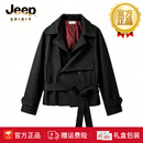 JEEP SPIRIT男士短款风衣秋季新款潮流韩版修身帅气风衣外套男休闲百搭上衣 黑色 【专柜优选】 S 165