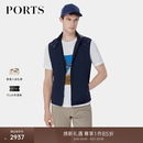 PORTS宝姿男装秋冬新款混纺面料可拆卸连帽马甲 藏青色 2XL