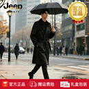 JEEP SPIRIT长款风衣男2026秋季新款男士外套韩版潮流时尚帅气大衣男装 黑色 【专柜优选】 S 160