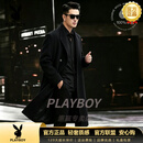 花花公子（PLAYBOY）100%羊毛双面毛呢大衣男中长款秋冬2026新款加厚风衣外套男韩版 黑色【专柜品质】 S 165【专柜品质】