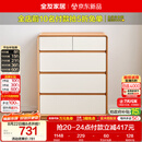 全友家居 原木奶油风斗柜卧室床尾柜客厅家用抽屉式收纳储物置物柜子