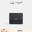 蔻驰（COACH）奥莱男士经典标志零钱钱包老花卡包证件包 QB/炭黑色/黑色