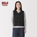 MUJI女式 木棉混盘扣棉服背心马甲马夹女款无袖女装26年春季 BD12IA6S 黑色 M （160/84A）