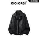 OIOIORGIOIOI ORGI美式街头灯芯绒夹克外套男士秋冬季长袖牛仔裤两件套潮 黑色 XL