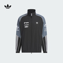 adidas赛车风宽松梭织立领运动夹克早秋薄外套男阿迪达斯三叶草   黑色/灰/白   XL