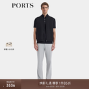 PORTS宝姿男装2025春夏新品莱赛尔混纺V形纹罗纹立领拉链休闲马甲 黑色 2XL