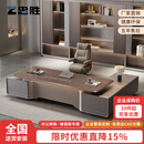 ZHONGSHENG高级感总裁办公桌办公室E0级环保老板桌高档董事长老板办公桌椅 2.8米总裁桌+2.8米文件柜+办公椅