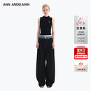ANN ANDELMAN【王玉雯同款】官方直营 牛仔腰头拼接西裤直筒长裤 黑色 XS