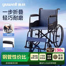 鱼跃（yuwell）手动轮椅车大轮轻便可折叠老人专用出行代步仅14kg加固钢管H051