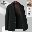 皮尔卡丹（pierre cardin）纯羊毛西装外套男装秋冬大衣2024新款保暖西服 西服款黑色绵羊毛 XL 180 建议140-155斤