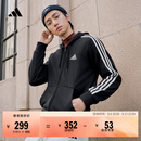 adidas通勤休闲三条纹连帽夹克早秋外套卫衣男装阿迪达斯轻运动   黑色/白   M
