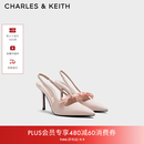 CHARLES&KEITH缎面蝴蝶结尖头高跟凉鞋女生日礼物送女友CK1-60361556 Light Pink浅粉色 37