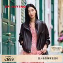 EP雅莹pu皮衣女 摩登哑光立领宽松短款外套 商场同款1233A 咖啡色 M