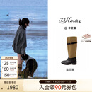 73Hours辛芷蕾同款女鞋追日落2026冬季新款游牧风西部靴显瘦骑士长靴 黑杏 37