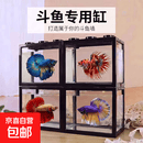 斗鱼缸桌面鱼缸家用小型鱼缸小鱼缸生态缸鱼缸造景氛围灯摆件 黑色斗鱼缸【不带灯】