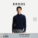 ERDOS【自在系列】男装拉链半高领套衫26年早秋新品纯色薄款保暖羊绒衫 藏蓝 L 175/96A