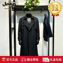 JEEP SPIRIT2026秋冬季新款中长款风衣英伦风大衣男士外套高级感宽松时尚男装 黑色 【专柜优选】 M 165