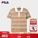 斐乐【杨幂同款】编织POLO衫｜FILA26秋季新款女士编织衫上衣短袖 单宁卡其-DK L 170/88A/L
