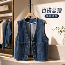 2026春秋新款牛仔马甲女短款休闲洋气百搭宽松显瘦外搭背心上衣 牛仔马甲 XL 建议110斤-120斤