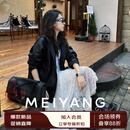 美洋（MEIYANG）【精英衣橱】黑胶皮衣 一衣两穿 PU皮可拆卸连帽外套A0909周三 黑色 L
