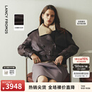 朗姿【高智衣橱】朗姿25羊皮收腰修身革仿皮皮衣女率性2026年秋季新款 深咖色 S