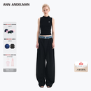 ANN ANDELMAN【王玉雯同款】官方直营 牛仔腰头拼接西裤直筒长裤 黑色 XS
