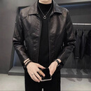 皮衣男士2026新款黑色翻领机车服上衣行政皮夹克外套春秋季LQ 黑色 XL 【建议120-135斤】
