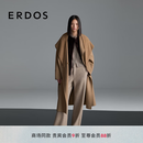 ERDOS【秀场同系列】25秋冬大翻领简约大气通勤女羊绒大衣毛呢大衣外套 卡其 L 170/88A