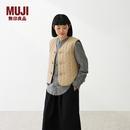 MUJI女式 木棉混盘扣棉服背心马甲马夹女款无袖女装26年春季 BD12IA6S 浅米色 M （160/84A）