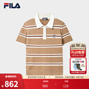 斐乐【杨幂同款】编织POLO衫｜FILA26秋季新款女士编织衫上衣短袖 单宁卡其-DK L 170/88A/L