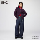 优衣库宽松牛仔裤/水洗产品女装合作款/弯刀镰刀裤子488450 69 藏青色 S
