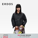 ERDOS 25秋冬灯芯绒领菱形格保暖休闲女棉服外套 军绿 M 165/84A