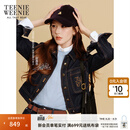 Teenie Weenie【赵露思同款】小熊牛仔外套女26年秋季新款翻领箱型短款夹克上衣 靛蓝色 S