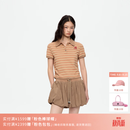 RE'VAN芮范设计师款甜酷感小刺绣卡其条纹polo套装RK72403255 卡其（条） S /36