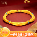 汉秀黄金弯管丝绒金手镯女足金镯链拉丝手串藏式手链七夕送老婆礼物 弯管丝绒镯链（金重约6.86克）