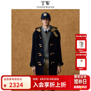 Teenie Weenie小熊男装牛角扣中长款复古通勤保暖毛呢外套 藏青 L