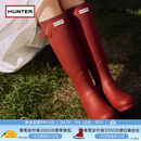 HUNTER雨靴户外露营女鞋惠灵顿经典英伦防水防滑骑士靴女长筒女靴高筒靴 哑光军红色/MLR 38