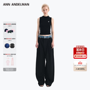 ANN ANDELMAN【王玉雯同款】官方直营 牛仔腰头拼接西裤直筒长裤 黑色 XS