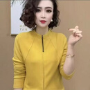 中年妈妈秋装外套洋气高贵开衫女中老年休闲小衫拉链上衣 深灰色 XL (建议体重110-120斤)