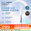 飞利浦（PHILIPS）【中秋节礼物】电动牙刷钻石3系Pro 5倍洁齿 智能屏爆灯反馈灯环过压提醒 HX5272/03白