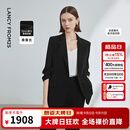 朗姿【律师系列】桑蚕丝职业正装气质西服夏季新款商务西装 黑色 M