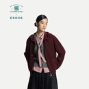 ERDOS×剑桥大学联名系列 26秋冬连帽卫衣女针织外套女开衫羊绒衫 勃艮第酒红 M 165/84A