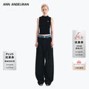ANN ANDELMAN【王玉雯同款】官方直营 牛仔腰头拼接西裤直筒长裤 黑色 XS