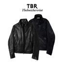 TBR马皮/PU皮 双拉链暗黑先锋多裁片皮衣夹克 黑色-马皮 S