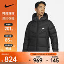 耐克（NIKE）男子印花拉链口袋短款冬季连帽保暖防风夹克运动羽绒服 DV1132-010 XL