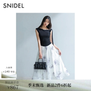 SNIDEL连衣裙女26春夏新品优雅斜肩无袖针织拼接印花长裙SWNO262032 黑色 M (1)