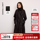 朗姿25气质通勤收腰外套高级感翻领中长款仿皮皮衣2026年冬季新款 深棕色 S