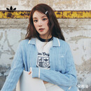 adidas宋雨琦同款经典复古针织开衫毛衣女装秋季阿迪达斯三叶草   粉蓝   M
