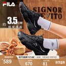 FILA猫爪7丨斐乐老爹鞋26新款女鞋厚底鞋休闲鞋复古运动鞋子 黑/太空银-BS 37.5