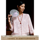 译依YIYI 国奢高定系列 胭脂槿 四经绞罗手工订珠外套&连衣裙套装 桃腮粉-套装 XL